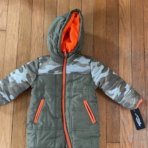 MINUS ZERO FLEECE LINED ONE PIECE SNOWSUIT OLIVE 6/9 MONTHS NEW - Picture 2 of 9